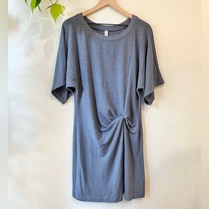 Anthropologie Daily Practice Blue Knot Front Dress M Short Sleeve Jersey Lounge